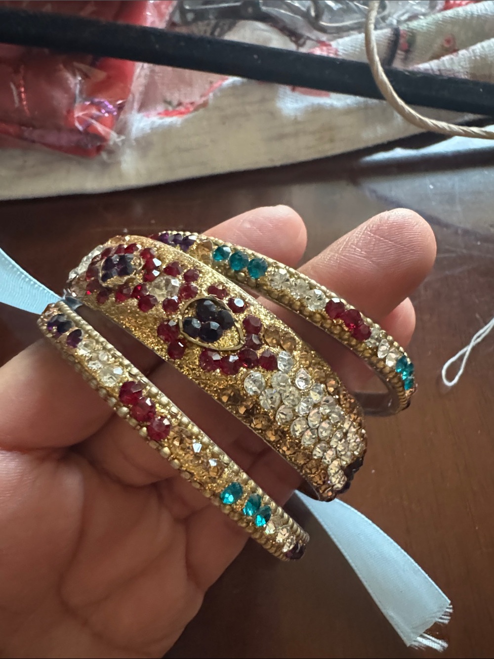 Gold-Tone Multicolor Crystal Bangle Set - Women Jewelry